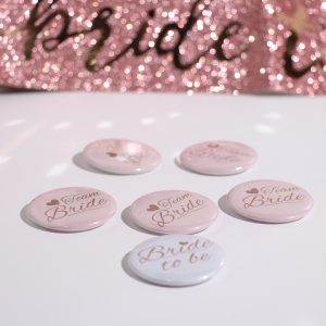 1 x Bride badge  and 5 team bride badge