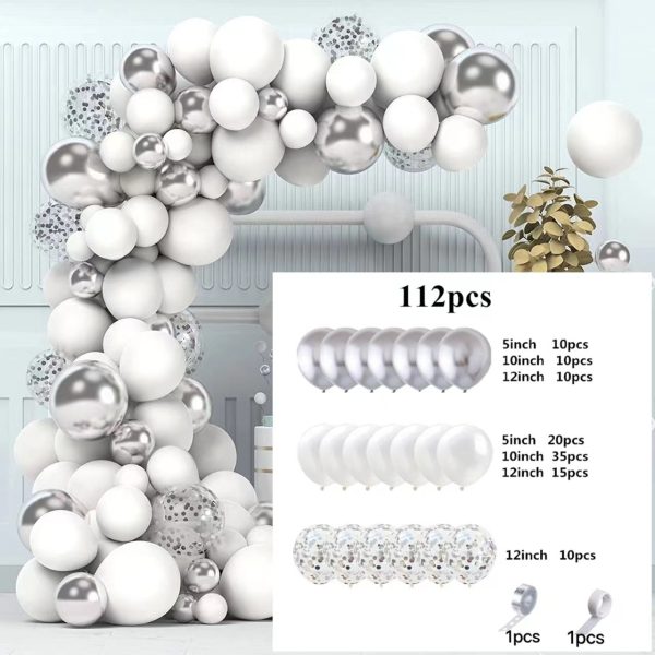 White & Silver Hen Party Balloon Arch Kit with Slogans - 112 Balloons