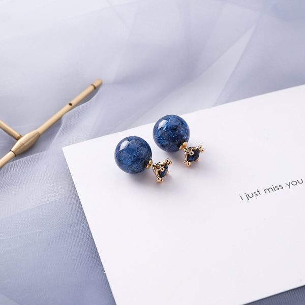 Korean popular trendy blue gray color earrings female geometric earrings new personality minimalist elegant Internet celebrity small jewelry - Image 14