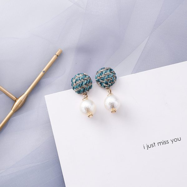 Korean popular trendy blue gray color earrings female geometric earrings new personality minimalist elegant Internet celebrity small jewelry - Image 21