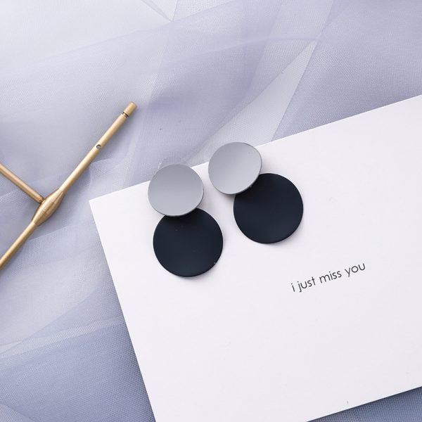 Korean popular trendy blue gray color earrings female geometric earrings new personality minimalist elegant Internet celebrity small jewelry - Image 15