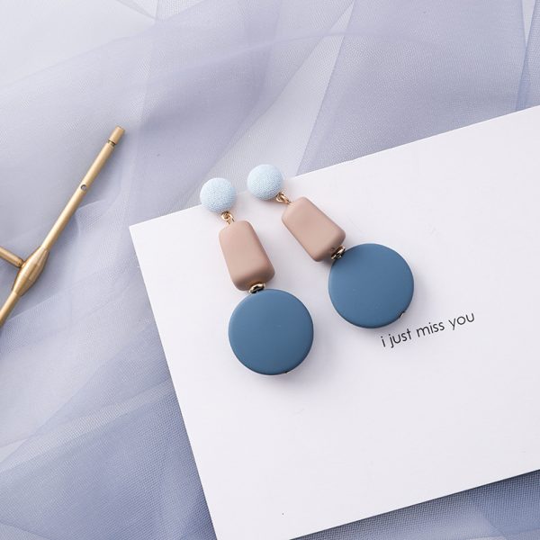 Korean popular trendy blue gray color earrings female geometric earrings new personality minimalist elegant Internet celebrity small jewelry - Image 10