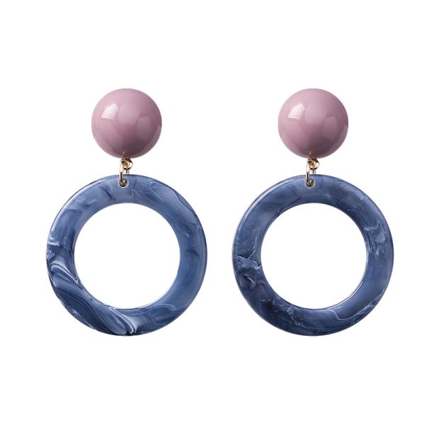 Korean popular trendy blue gray color earrings female geometric earrings new personality minimalist elegant Internet celebrity small jewelry - Image 5