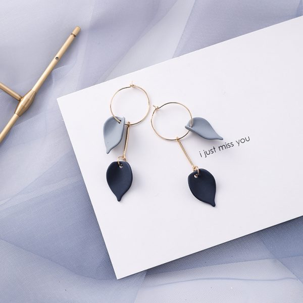 Korean popular trendy blue gray color earrings female geometric earrings new personality minimalist elegant Internet celebrity small jewelry - Image 17