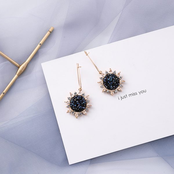 Korean popular trendy blue gray color earrings female geometric earrings new personality minimalist elegant Internet celebrity small jewelry - Image 16