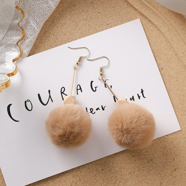 Sweet girl Brown series earrings artistic retro Cold acrylic plush earrings Internet-famous versatile earrings - Image 15