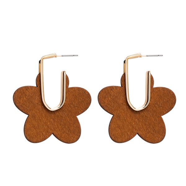 Sweet girl Brown series earrings artistic retro Cold acrylic plush earrings Internet-famous versatile earrings - Image 5
