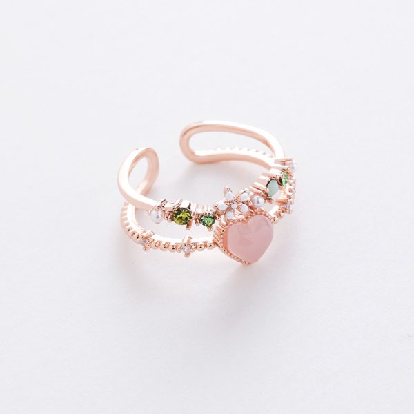 Korean style new style micro-inlaid crystal Zircon ring sweet French elegant flowers ring online influencer pop ornament - Image 24