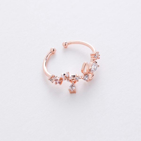 Korean style new style micro-inlaid crystal Zircon ring sweet French elegant flowers ring online influencer pop ornament - Image 23