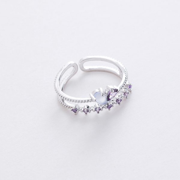 Korean style new style micro-inlaid crystal Zircon ring sweet French elegant flowers ring online influencer pop ornament - Image 27