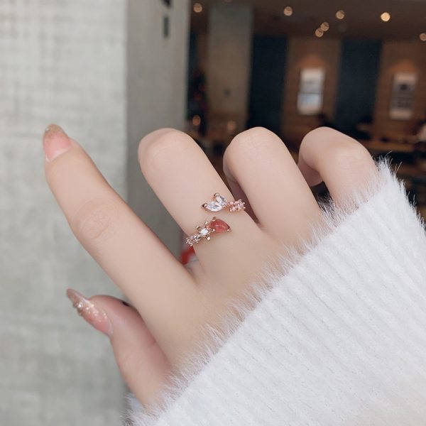 Korean style new style micro-inlaid crystal Zircon ring sweet French elegant flowers ring online influencer pop ornament - Image 3