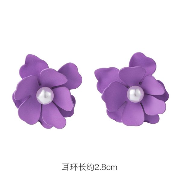 925 silver pin earrings 2023 new trendy purple simple and fresh stud earrings Korean style hot selling flowers earrings - Image 11