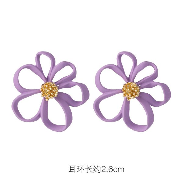 925 silver pin earrings 2023 new trendy purple simple and fresh stud earrings Korean style hot selling flowers earrings - Image 14