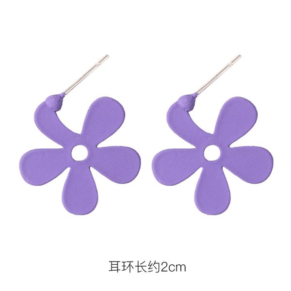 925 silver pin earrings 2023 new trendy purple simple and fresh stud earrings Korean style hot selling flowers earrings - Image 19