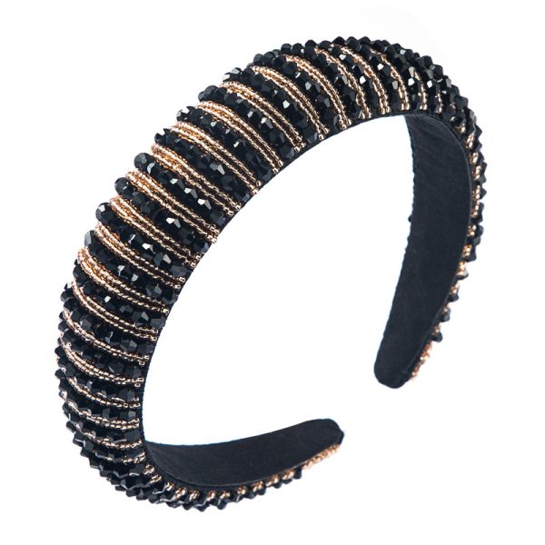 Heming headband European and American hand-woven beads headband female Baroque sponge hair tie Korean simple face wash hair accessories