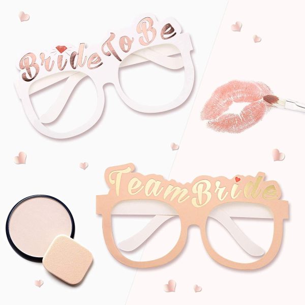 Paper glasses bachelor party Bride to be face stamping square glasses pink-white suit champagne set