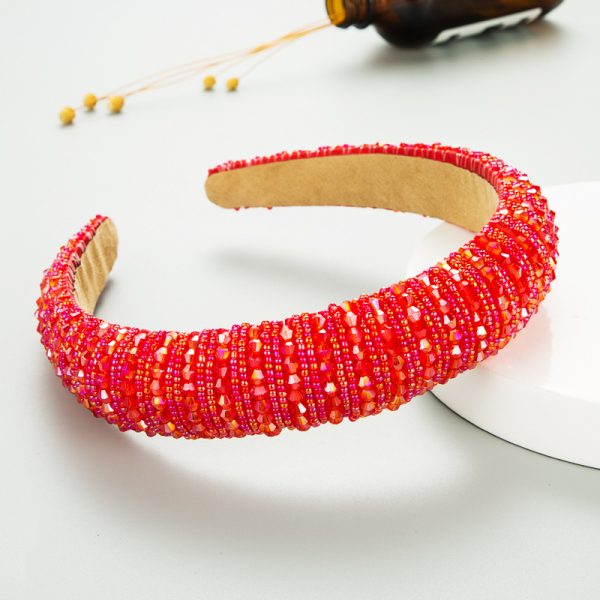 Heming headband European and American hand-woven beads headband female Baroque sponge hair tie Korean simple face wash hair accessories - Image 19