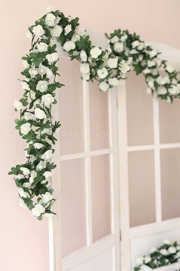 PARTY JOY 5pcs 41Ft Flower Garland Fake Rose Vine Artificial Flowers Hanging Rose Ivy Hanging Baskets Wedding Arch Garden Background Decor (Pink, 5) - Image 27