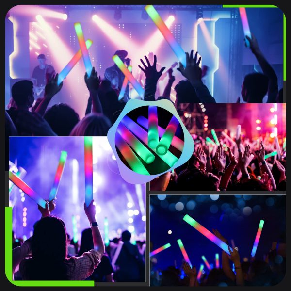 HzHshuaiAst12 PCS Foam Glow Sticks, Bulk Glow Sticks with 3 Modes Colorful Flashing, LED Light Stick Gift, Glow in Dark Party Supplies for Wedding, Raves, Concert, Party, Birthday, Christmas, New Year - Image 5