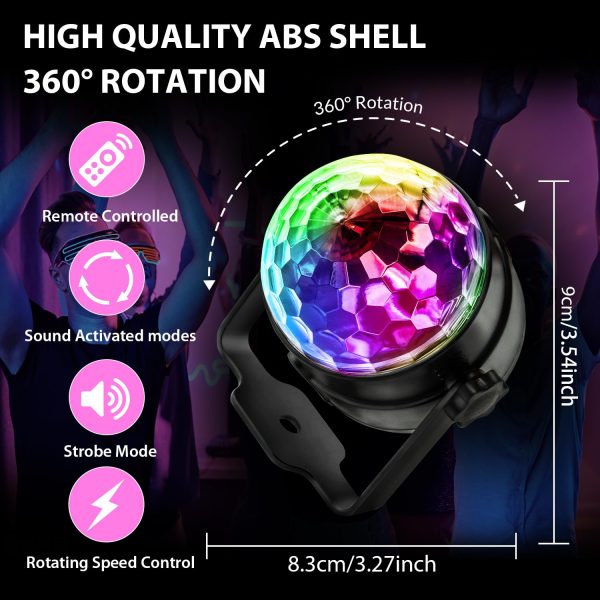 Party Lights, DJ Disco Ball Strobe 7 Colors Sound Activated Stage Light with Remote Control for Karaoke, Kids, Festival Celebration Birthday Xmas Wedding Bar Club - Image 3