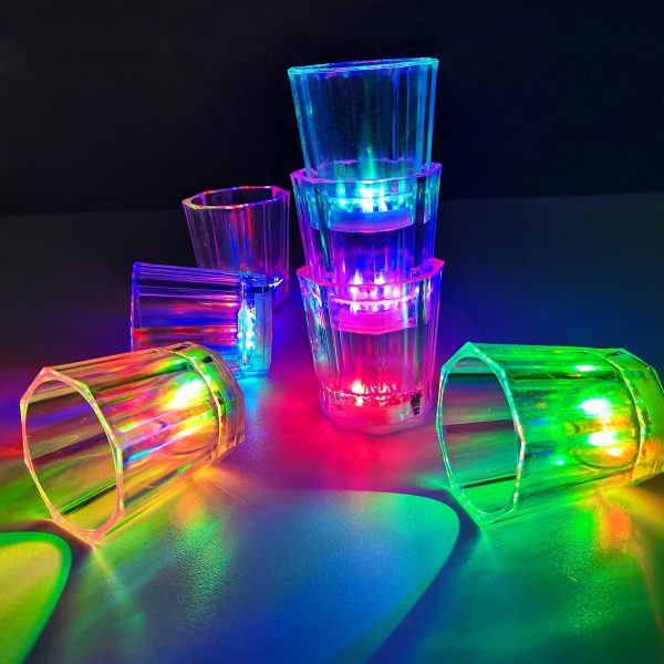 Light Up Shot Glasses Set of 24 Party Favors Adults Shot Cups for Party LED Flash Light Up Drinking Glasses Glow in the Dark Shot Glasses for Birthday Christmas Halloween Weddings Festivals etc - Image 2