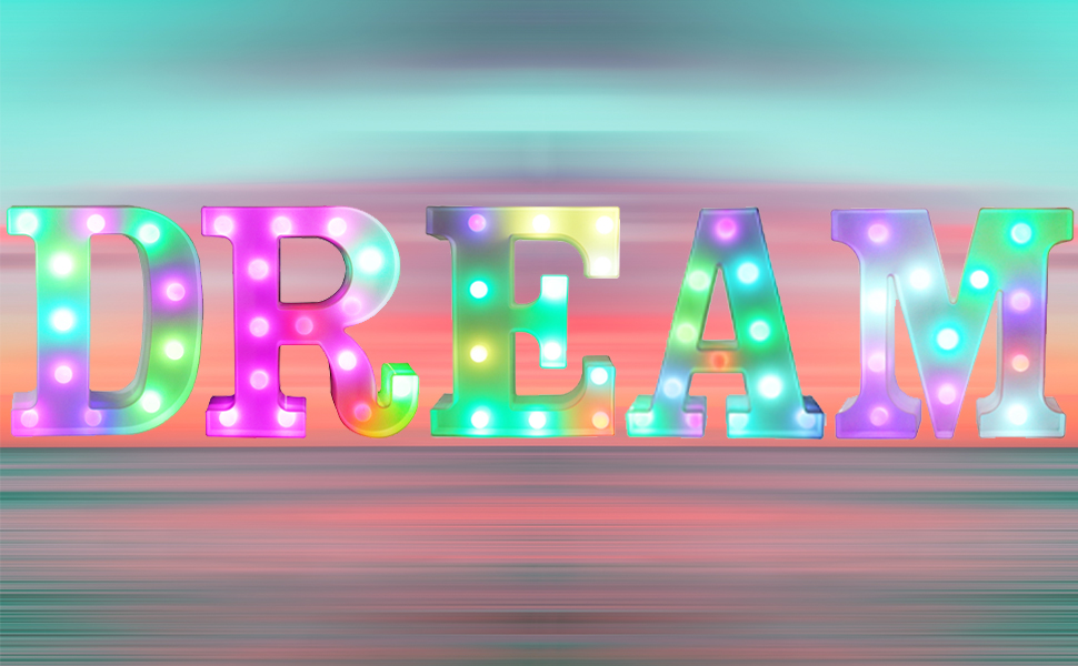 colorful letter lights
