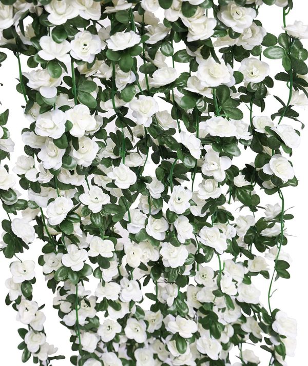 PARTY JOY 5pcs 41Ft Flower Garland Fake Rose Vine Artificial Flowers Hanging Rose Ivy Hanging Baskets Wedding Arch Garden Background Decor (Pink, 5) - Image 24