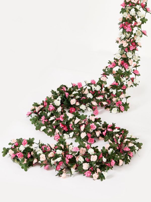 PARTY JOY 5pcs 41Ft Flower Garland Fake Rose Vine Artificial Flowers Hanging Rose Ivy Hanging Baskets Wedding Arch Garden Background Decor (Pink, 5) - Image 46