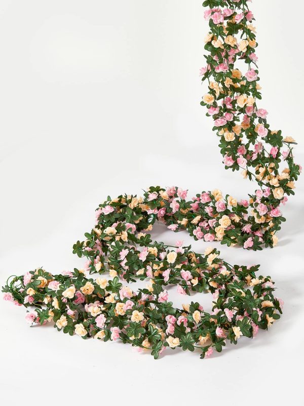 PARTY JOY 5pcs 41Ft Flower Garland Fake Rose Vine Artificial Flowers Hanging Rose Ivy Hanging Baskets Wedding Arch Garden Background Decor (Pink, 5) - Image 23