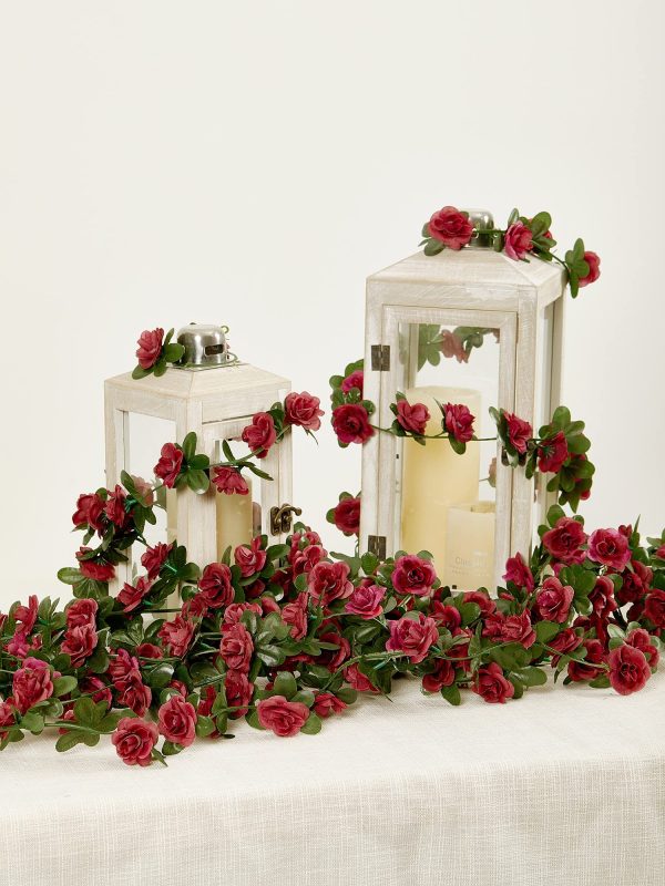 PARTY JOY 5pcs 41Ft Flower Garland Fake Rose Vine Artificial Flowers Hanging Rose Ivy Hanging Baskets Wedding Arch Garden Background Decor (Pink, 5) - Image 92