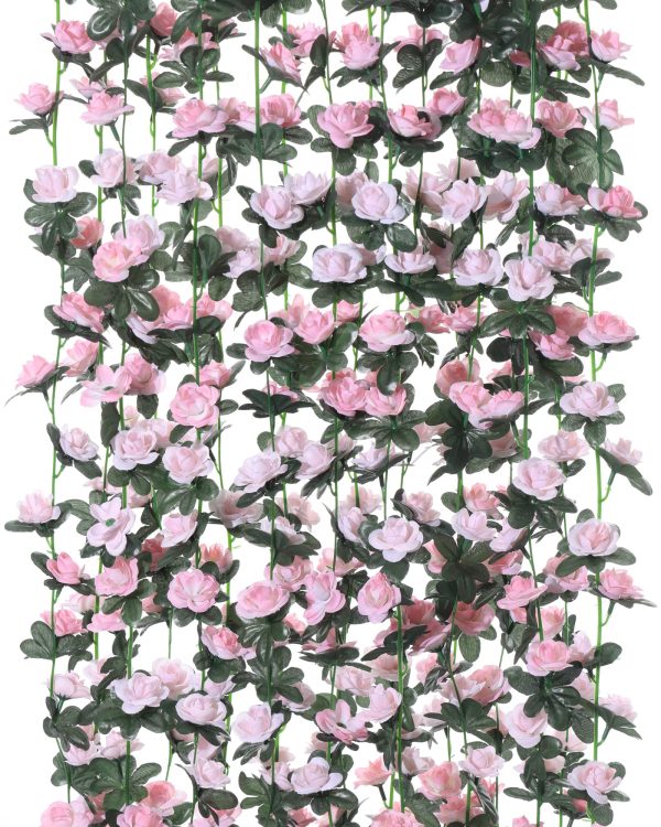 PARTY JOY 5pcs 41Ft Flower Garland Fake Rose Vine Artificial Flowers Hanging Rose Ivy Hanging Baskets Wedding Arch Garden Background Decor (Pink, 5) - Image 31