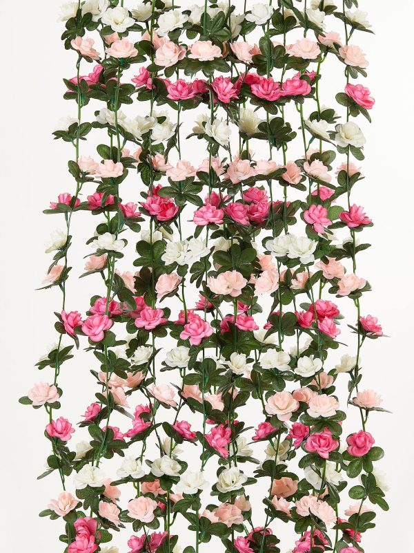 PARTY JOY 5pcs 41Ft Flower Garland Fake Rose Vine Artificial Flowers Hanging Rose Ivy Hanging Baskets Wedding Arch Garden Background Decor (Pink, 5) - Image 8