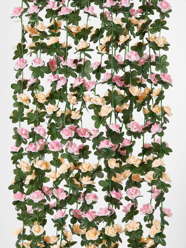 PARTY JOY 5pcs 41Ft Flower Garland Fake Rose Vine Artificial Flowers Hanging Rose Ivy Hanging Baskets Wedding Arch Garden Background Decor (Pink, 5) - Image 17