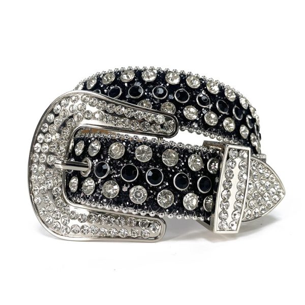 Pin buckle New rhinestone belt women's cross-border fashion edge bead decorative belt punk jeans European and American Belt
