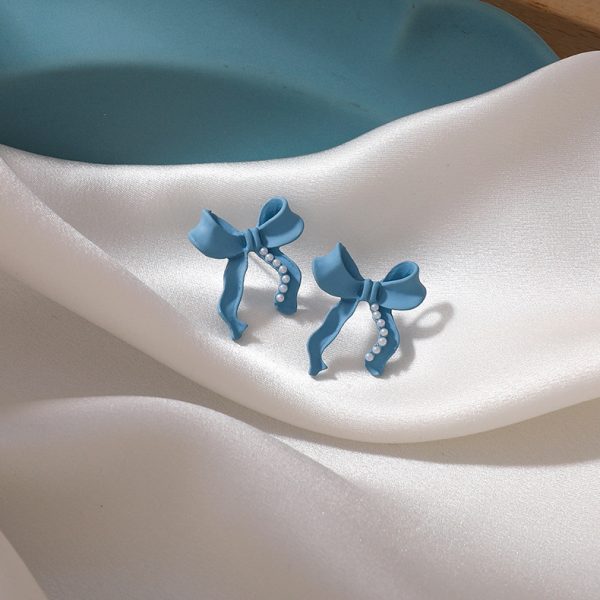 Blue color earrings artistic fresh haze blue flowers geometric all-match earrings ear studs sweet Instafamous ornament women - Image 12