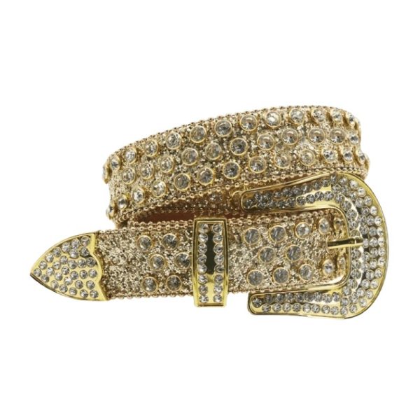 Pin buckle New rhinestone belt women's cross-border fashion edge bead decorative belt punk jeans European and American Belt - Image 4