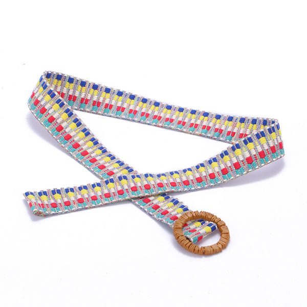 Foreign trade ladies Mori style multicolor belt online influencer trendy woven belt color matching color contrast canvas belt wholesale - Image 5