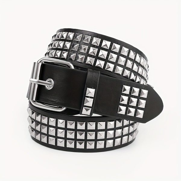 Cross-border punk rivet heavy industry y2g belt Millennium hot girl XINGX personality trend pyramid square bead belt - Image 7