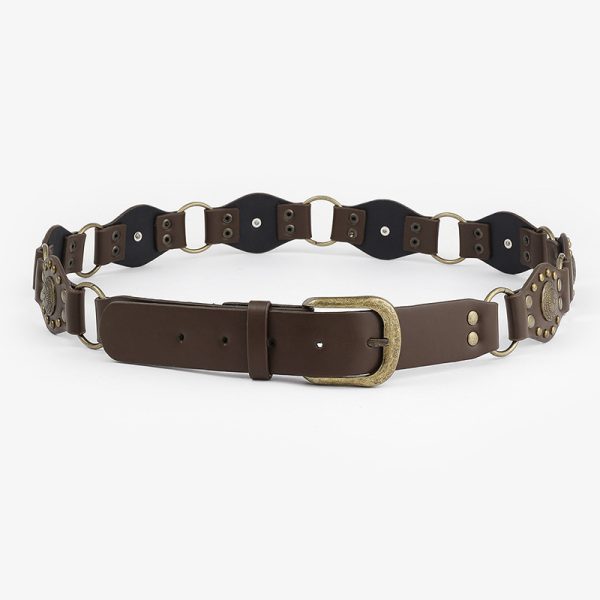 Retro American hot girl rivet corns stitching wide belt personality trendy punk metal buckle waist belt - Image 3