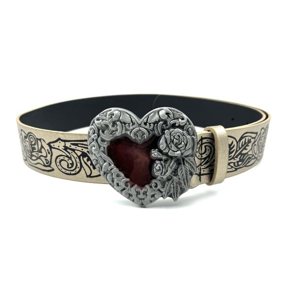 Punk personality retro embossing love belt y2g hot girl all-match gothic dark style belt men and women same style