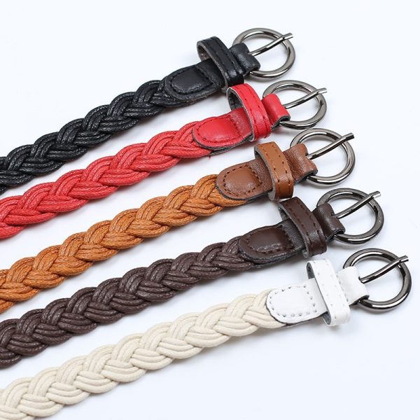 Wholesale women's woven belt Korean style all-match casual pin buckle hemp rope belt with dress decoration pant belt