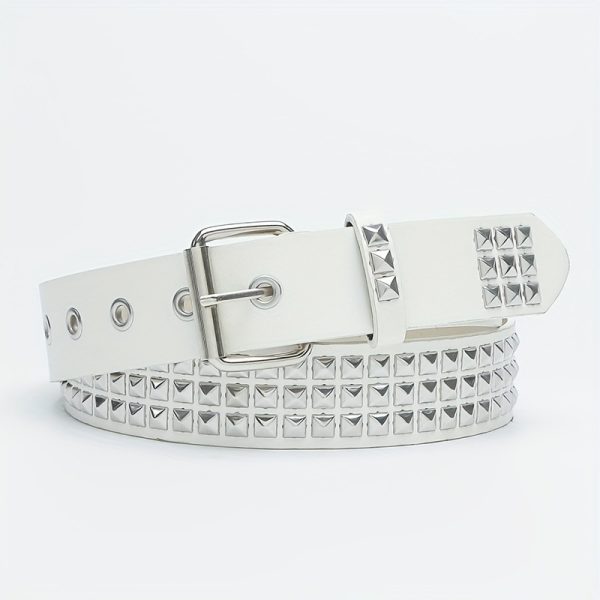 Cross-border punk rivet heavy industry y2g belt Millennium hot girl XINGX personality trend pyramid square bead belt - Image 9