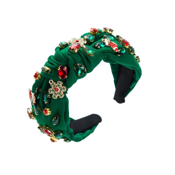 Best seller in Europe and America Christmas headband knot in the middle Christmas tree snowflake accessories headband high quality sewing diamond hair accessories - Image 4