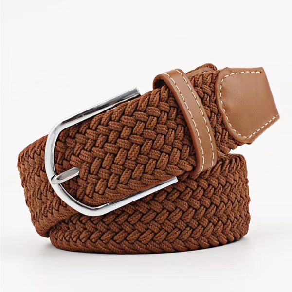 Elastic elastic woven belt cross-border summer non-hole canvas belt simple alloy pin buckle belt wholesale - Image 10