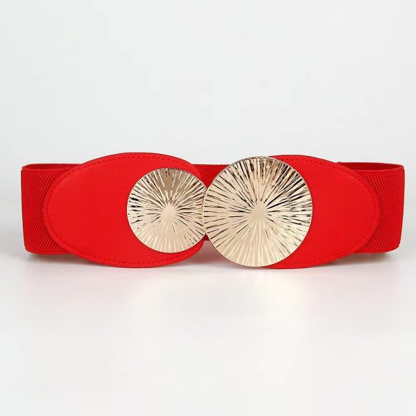 Elastic women's belt woven European and American Foreign trade a pair of buckles wide waist seal overcoat skirt fashion all-matching belt - Image 7