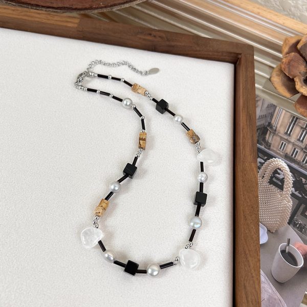 Retro new Chinese style brown necklace women's simple Chinese style all-match irregular beaded clavicle chain Cold style necklace - Image 8