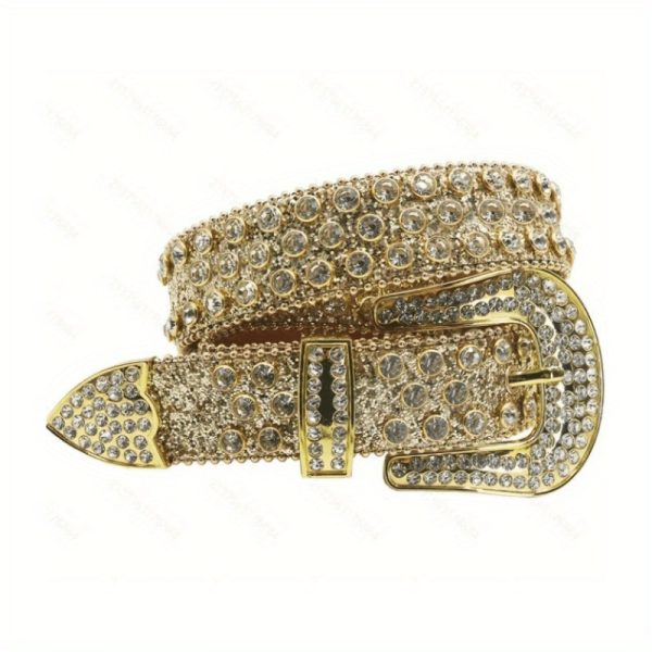Pin buckle New rhinestone belt women's cross-border fashion edge bead decorative belt punk jeans European and American Belt - Image 8