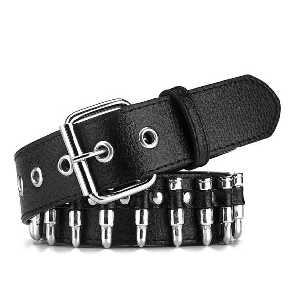 Men's Europe and America cross border bullet belt fashion bullet punk belt all-match pin buckle alloy men's belt belt - Image 5