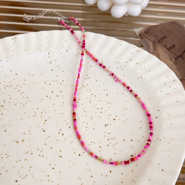 Korean style retro macaron candy color colorful rice-shaped beads stringed beads necklace sweet cute girl Bohemian necklace - Image 10