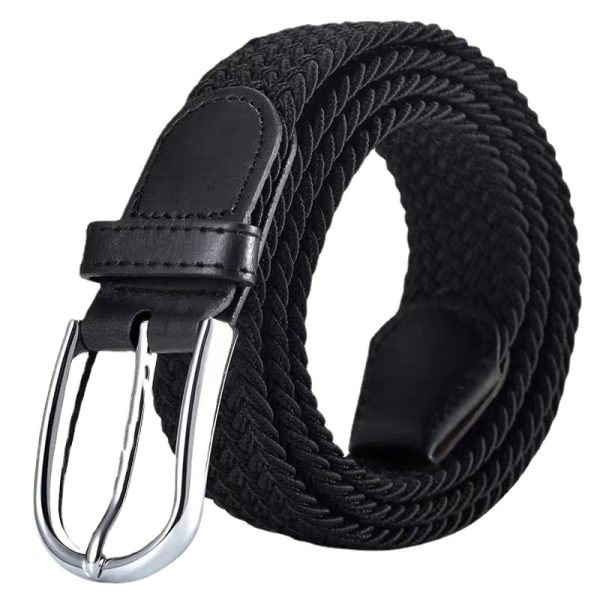 Elastic elastic woven belt cross-border summer non-hole canvas belt simple alloy pin buckle belt wholesale